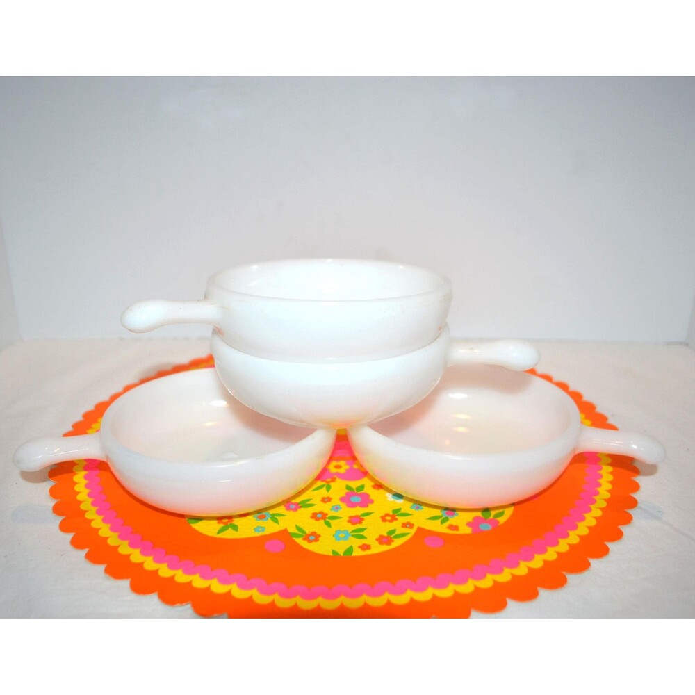 Vintage Serving Bowls Glasbake with Handles Four Pieces
